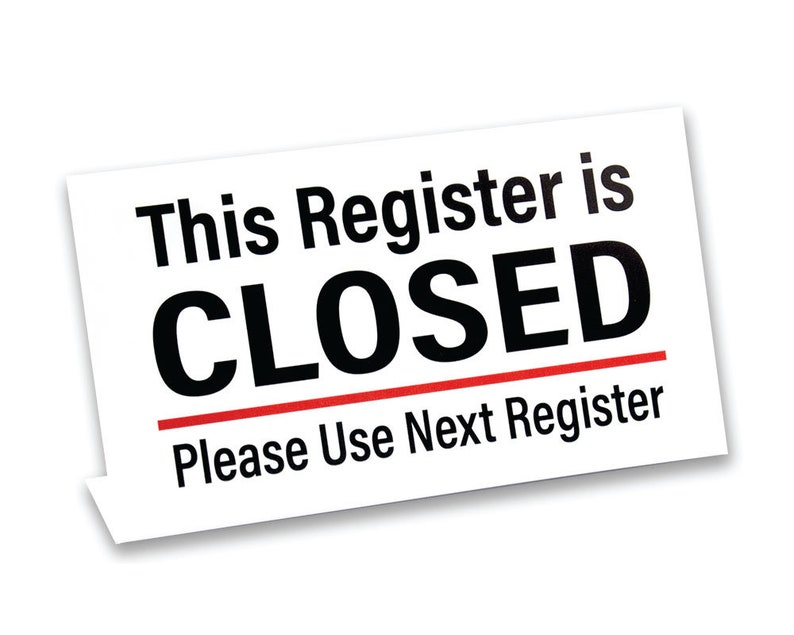 Register Closed Signs L Style Counter Sign Plastic Choose Etsy