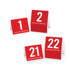 Plastic Table Numbers 1-40, Tent Style Numbers, Various Color Choices w/White Number, Free Shipping