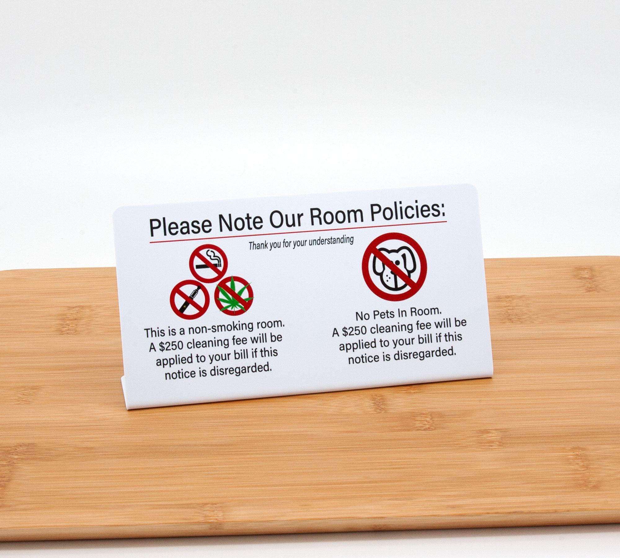 9pk No Smoking/no Pets in Room Sign W Penalty Fee, Plastic L  display picture 3