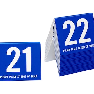 Plastic Table Numbers 21-40, Tent Style Numbers, Various Color Choices w/ White Number, Free Shipping