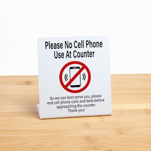 3pk No Cell Phones At Counter, Office Counter Sign, Plastic, Free Shipping, Quiet Cell Phones Business Signs