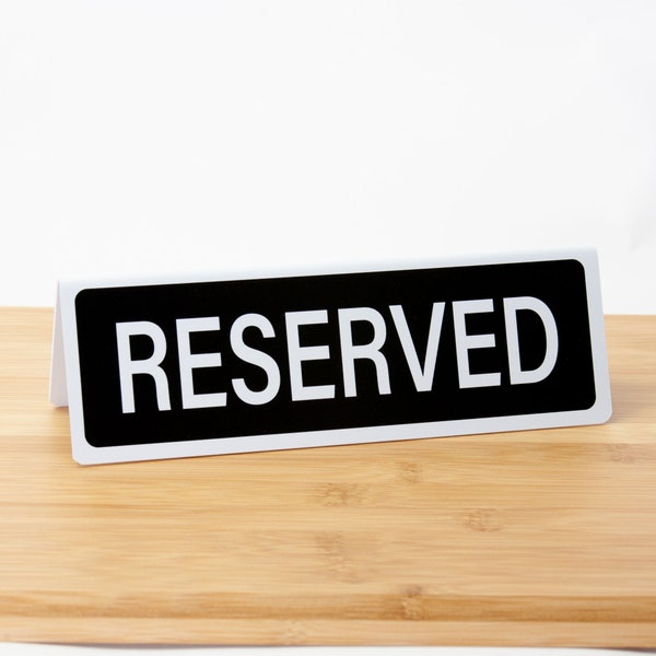 RESERVED Signs, 12 Pack Tent Style Plastic Signs, Black w/ White, Free Shipping
