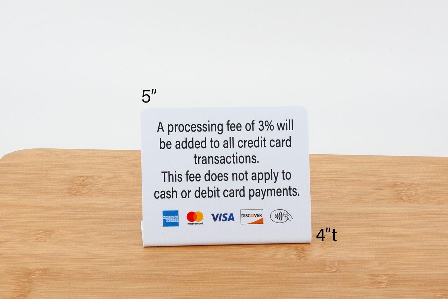Fee Update Sign 3pk Credit Card Processing Fee Sign, 3% Surcharge, L Style Display ...