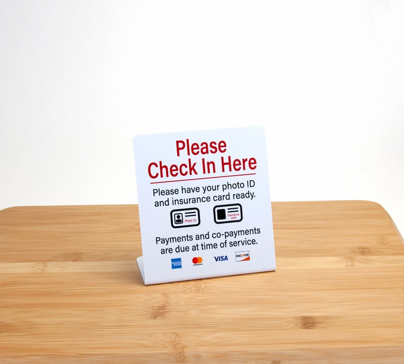3pk Check in & Copayment Signs, Plastic L Style, Free Shipping - Etsy