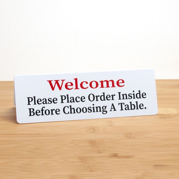 Outdoor Patio Seating Signs - Order Inside, 8 Pack, Plastic Tent Style, Free Shipping