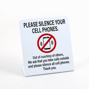 3pk Please Silence Your Cell Phones, Plastic Countertop Sign, Free Shipping