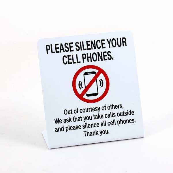 3pk Please Silence Your Cell Phones, Plastic Countertop Sign, Free Shipping