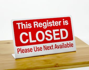 Register Closed Signs L Style Counter Sign Plastic Choose | Etsy