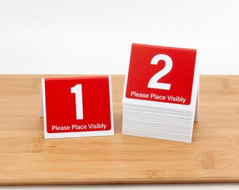 Plastic Table Numbers 1-40, Tent Style Numbers, Various Color Choices w/White Number, Free Shipping
