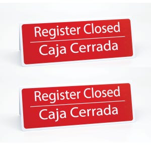 Cerrada Sign 4pk Bilingual Register Closed Signs, Large Checkout Lane, Red W/ White ...