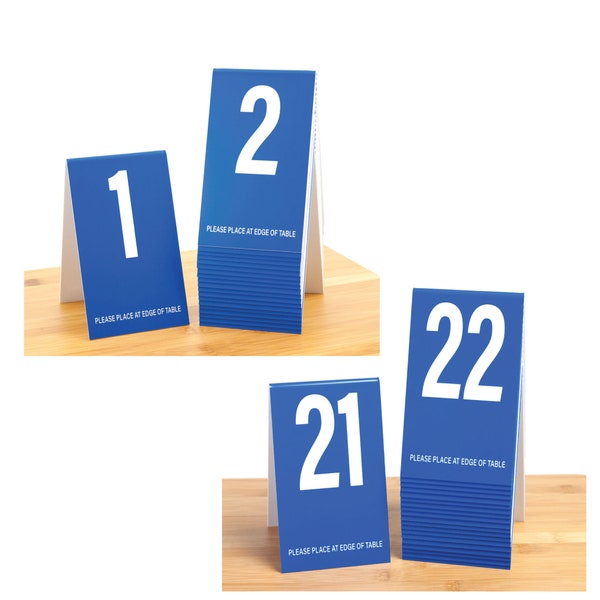 Plastic Table Numbers 1-40, Tent Style Numbers, Blue w/white, Free Shipping