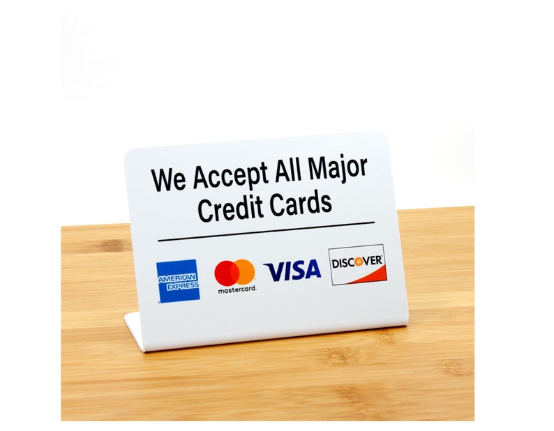 3pk We Accept All Major Credit Cards, L Style Counter Sign, Free Shipping image 1