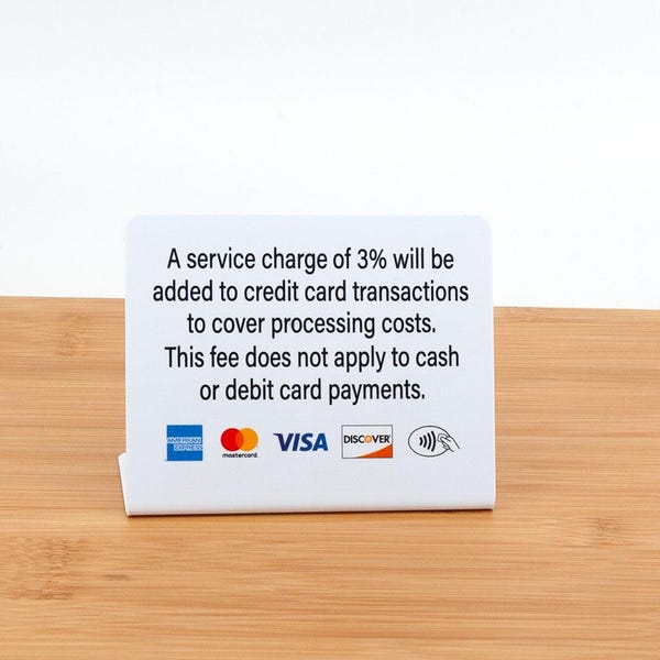 3% Credit Card Fee Sign Etsy