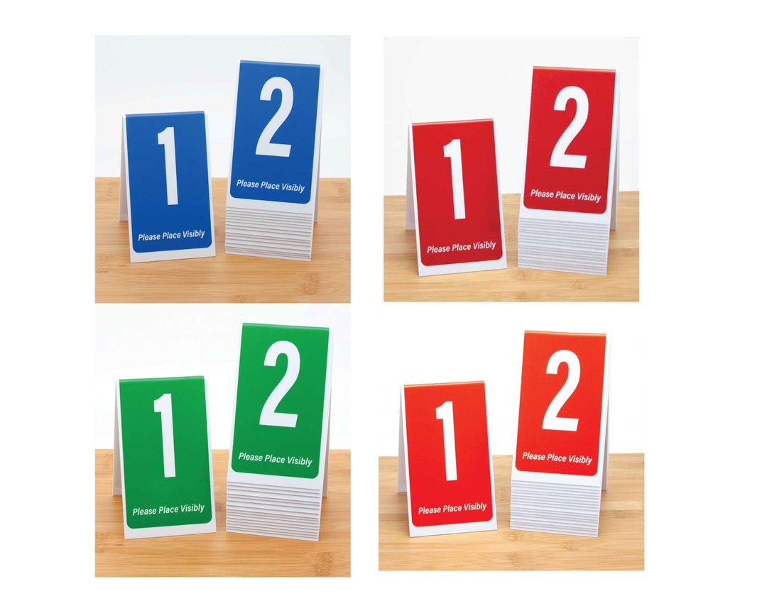 Plastic Table Numbers 1-100, Tent Style, Blue W/white Number