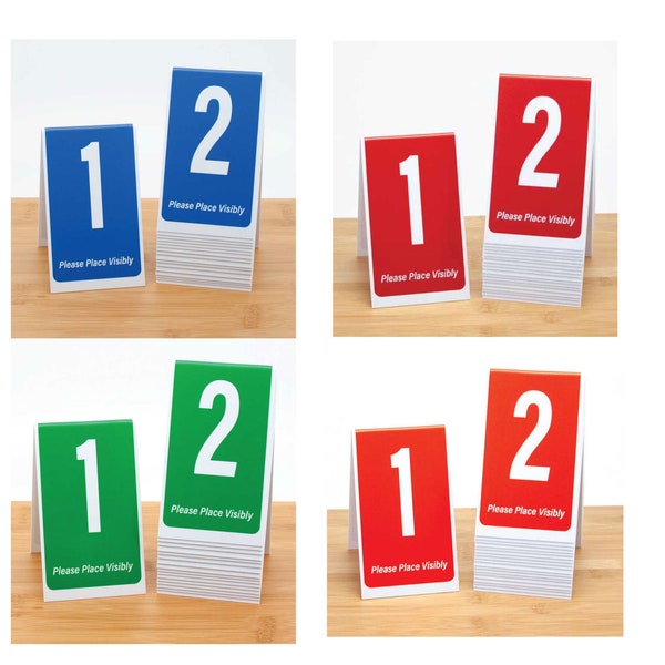 Plastic Table Numbers 1-100, Tent Style Numbers, Choose Color Option w/White Number, Free Shipping