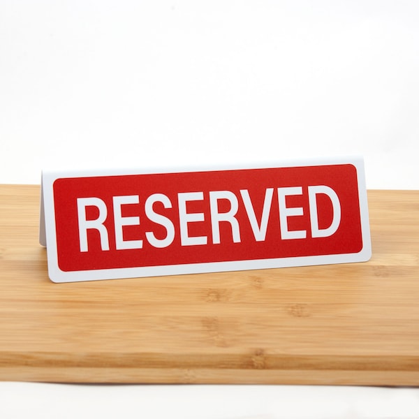 RESERVED Signs, 12 Pack Tent Style Plastic Signs, White w/Red, Free Shipping
