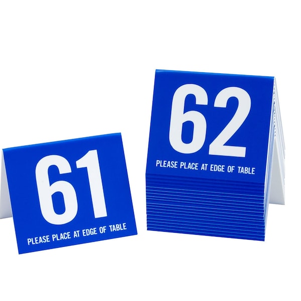 Plastic Table Numbers 61-80, Tent Style Numbers, Various Color Choices w/ White Numbers, Free Shipping