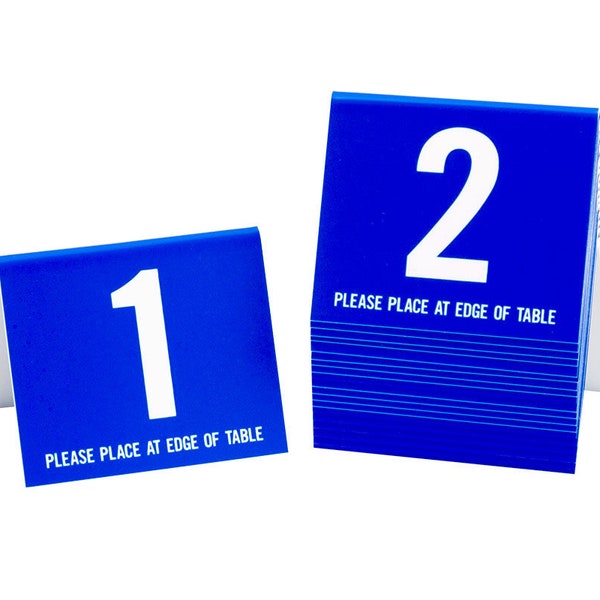 Plastic Table Numbers 1-20, Tent Style, Blue w/White Number, Free Shipping