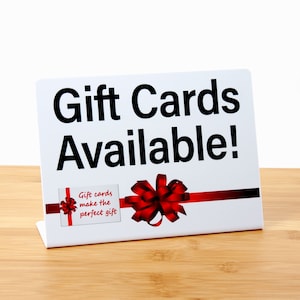3pk Gift Cards Available, L Style Plastic Counter Signs, Free Shipping
