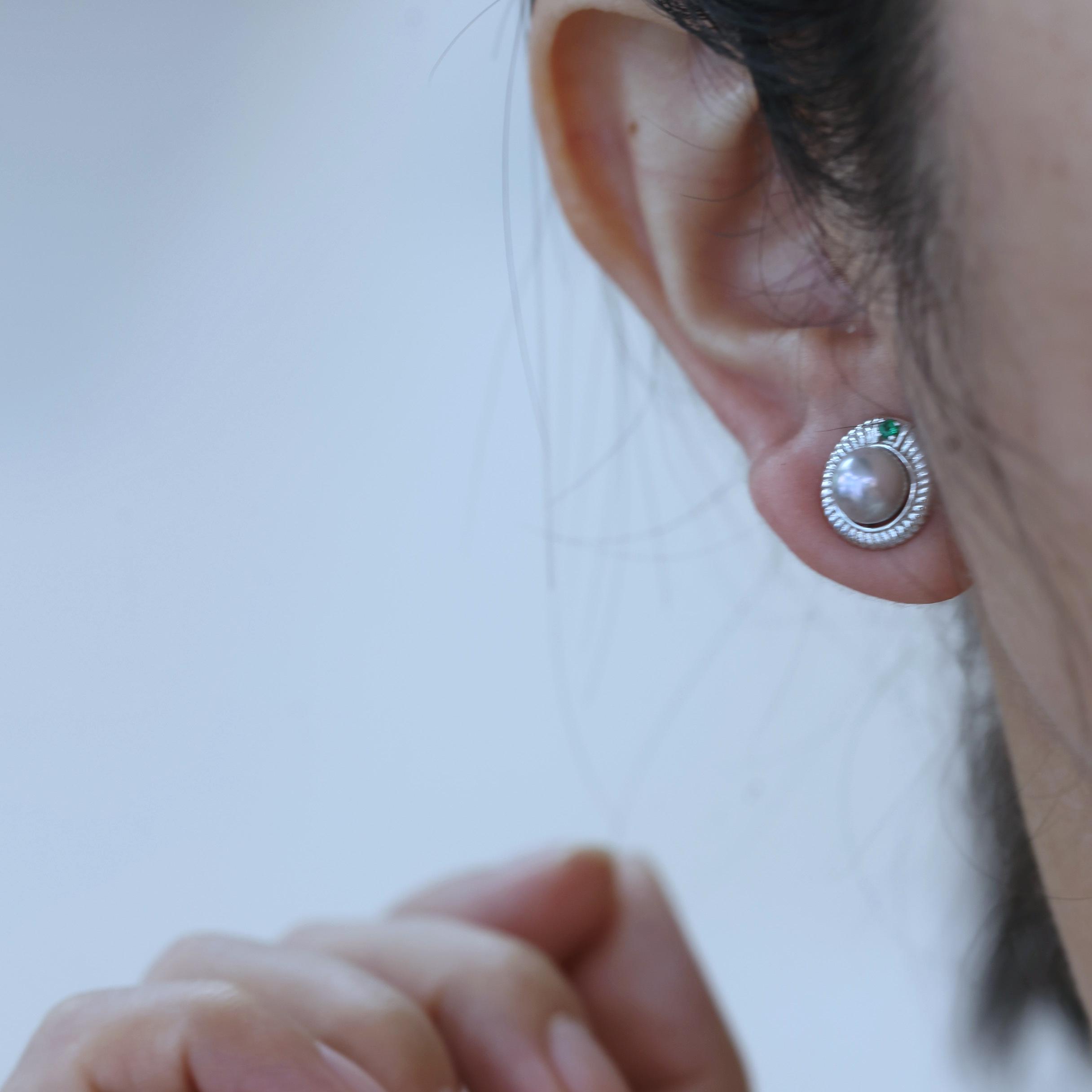 Boucles D'oreilles En Argent Avec Perles Akoya Naturelles Bleues/grises - ROSEMIMOSA