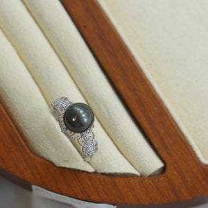 South Pacific Black Pearl Ring,925 Silver Pearl Ring, Natural Tahitian Pearl Ring,Gift for mom,mother day gift
