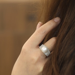 10-12mm Süßwasserperle Ring große große Perle Sterling Silber Perle Schmuck