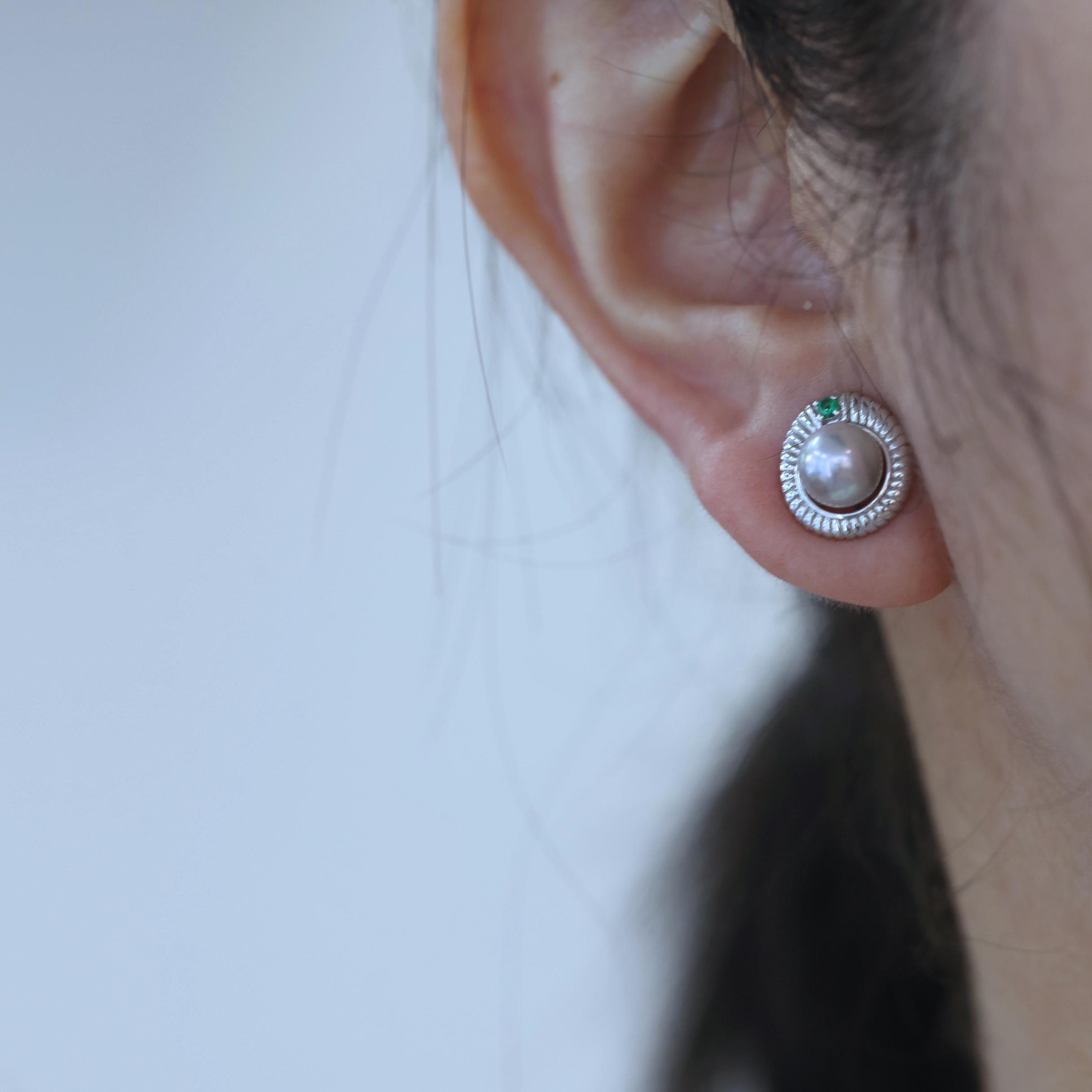 Boucles D'oreilles En Argent Sterling Avec Perles Akoya Bleu-gris - Fait Main - Dormeuses