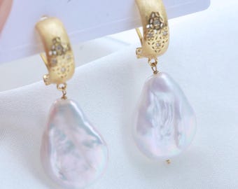 Brincos de pérola barroca para mulheres – Joias marcantes em prata de lei banhada a ouro, presente de noiva, acessório para casamento no outono