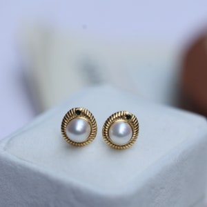 Orecchini per perle akoya giapponesi,piccolo perle perle,orecchini per pere d&#39;argento riempiti d&#39;oro,stile vintage,regalo per lei