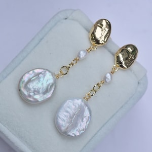 Real Long Pearl Earrings, Freshwater Pearl Earrings, Pearl Drop Earrings,Baroque Pearl Drop Earrings,Bridal Earrings, Wedding Jewelry
