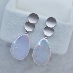 Minimalist Baroque Pearl Drop Earrings | 925 Sterling Silver Teardrop Pearl Dangles | Natural Freshwater Pearl Jewelry Gift