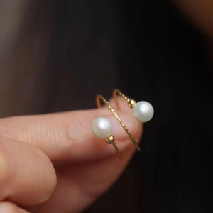 Solid Silver 925 Freshwater Pearl Rings,pearl engagement ring,layer ring with two natural pearls，wedding rings,Gift for her