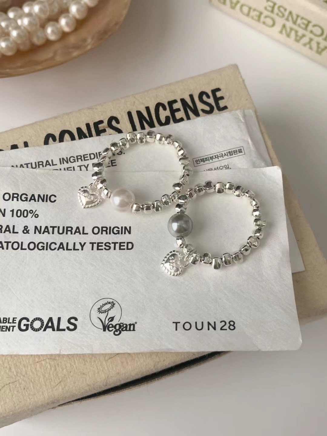 Broken Silver With Pearl Ring,lucky Heart Sliver Ring,white Pearl Ring