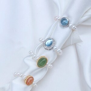Natural freshwater pearl ring with stones,925 Silver Pearl Beaded Ring,Minimalist Pearl Ring , Perfect Gift for Her