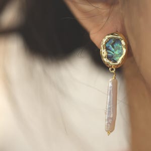 Handgemachte Vintage Barock Perle Tropfen Ohrringe, zierliche Perlen Ohrringe, natürliche weiße Barock Perle Ohrringe, Hochzeitsgeschenk, Geschenk für sie