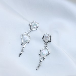 Freshwater Pearl Drop Earrings, Baroque Pearl Earrings, Handmade Bridal Earrings, Long Pearl Earrings, Wedding Earrings, Bridesmaid Gift
