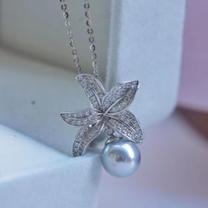 925 Silver Blue Akoya Pearl Necklace | Silver Blue Pearl Pendant | Natural Japanese Pearl Jewelry | Elegant Gift for Her
