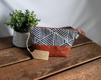 Upcycled Carry-All Pouch | Geometrics & Rust Leather