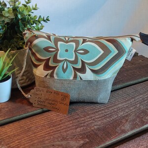 Upcycled Carry-All Pouch | Teal Modern Floral