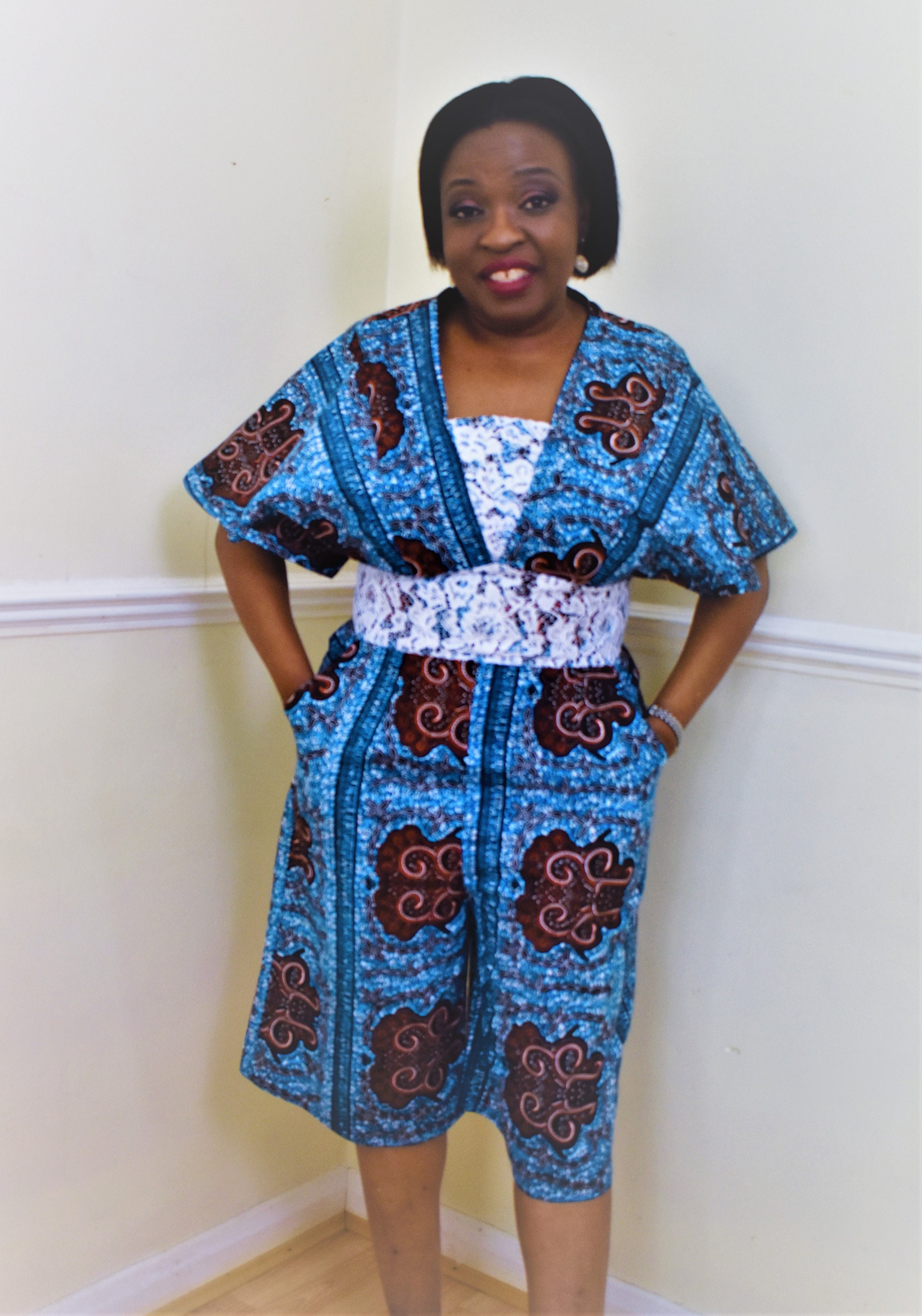 ankara pinafore jumpsuit