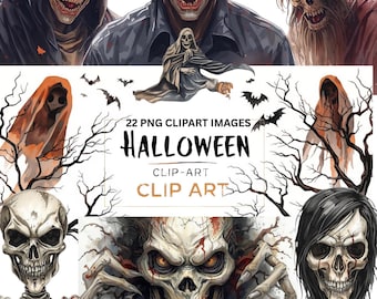 Halloween Skull Clipart PNG: Spooky Gothic Graphics (Instant Download)
