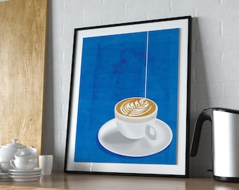Coffee Digital Print Latte Art Coffee Cup Art Print Coffee Lover Poster Modern Gift for Coffee Addict Printable Wall Art