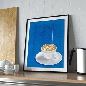 Café Digital Print Latte Art Coffee Cup Art Print Coffee Lover Poster Regalo moderno para Coffee Addict Imprimible Wall Art