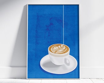 Coffee Digital Print Latte Art Coffee Cup Art Print Coffee Lover Poster Modern Gift for Coffee Addict Printable Wall Art