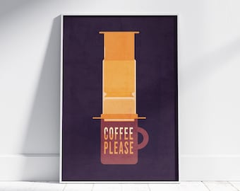 Aeropress Art Print Coffee Maker Poster Mid Century Modern Gift for Coffee Lover  Printable Wall Art