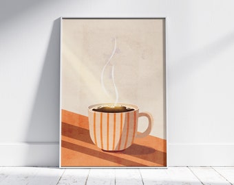 Coffee Digital Print Americano Black Coffee Art Coffee Cup Art Print Coffee Lover Poster Modern Gift for Coffee Addict Printable Wall Art