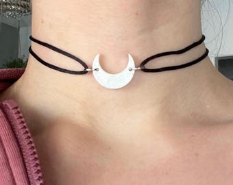 White Moon Choker Necklace | Resin Charm