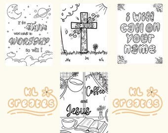 Christian Coloring Pages: 4 Downloadable Files (Digital Download)