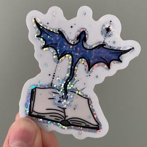 Dragon Book Fantasy Sticker | Glitter Glossy