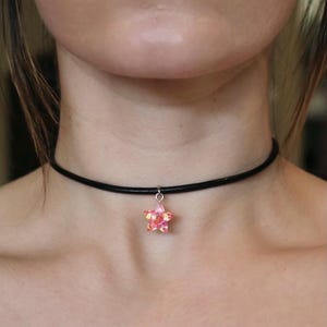 Glitter Star Choker Necklace ~ Genuine Leather